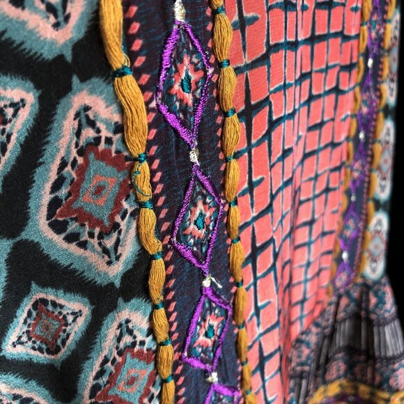 NWOT TOLANI Rory Mixed-Print with Embroidery Flounce-Hem Tunic Dress - Picture 12 of 16